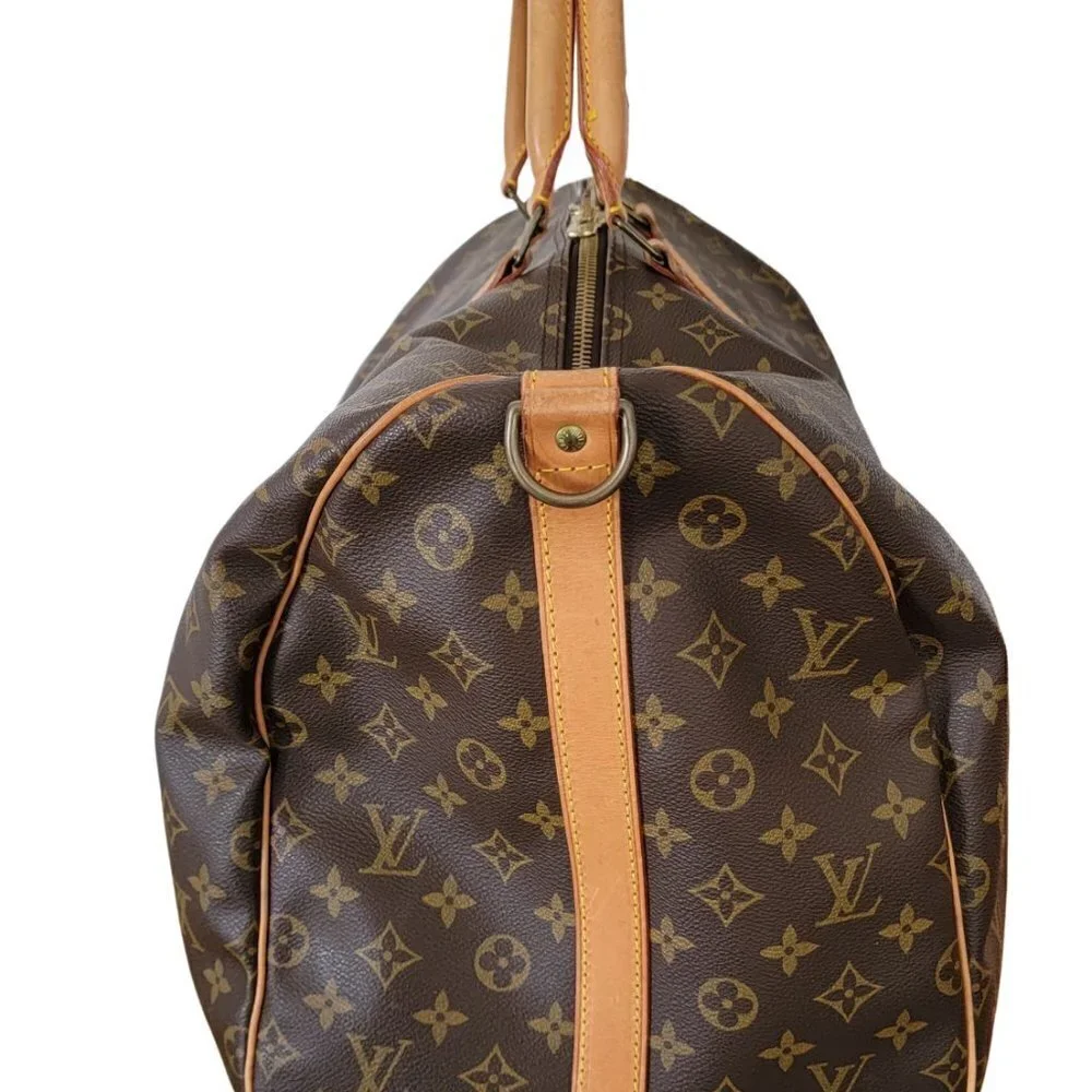 Louis Vuitton Monogram Brown Keepall Bandouliere 55 Travel Bag